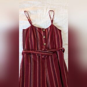 Striped Red Sleeveless Jumpsuit